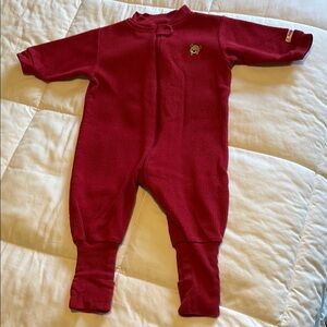 Snugabye Infant Sleeper Convert-a-foot Pajamas Red Baby Footie EUC size 6 mos